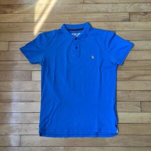 Chevignon Togs League Slim Fit Blue Pique Polo Shirt Duck Logo Mens Small